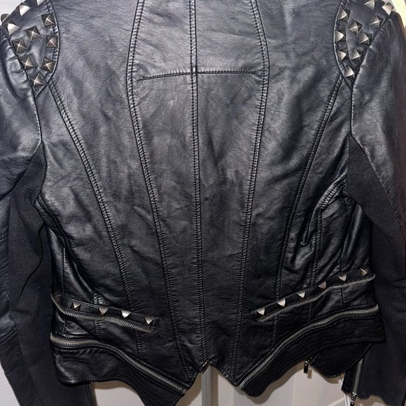 Faux Leather Biker Jacket, Adjustable Length, Fits like Medium - Picture 8 of 8